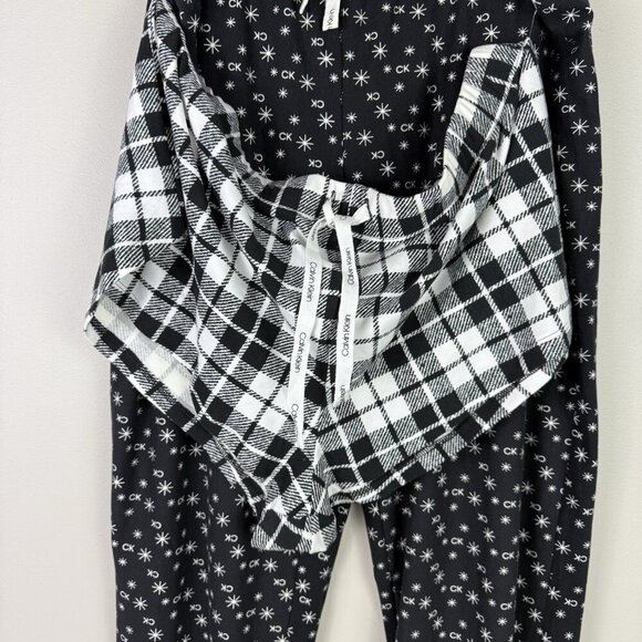 Calvin Klein Women's Black Signature Detail Pants & Shorts Pajama Set Sz XL NWOT - Picture 4 of 7